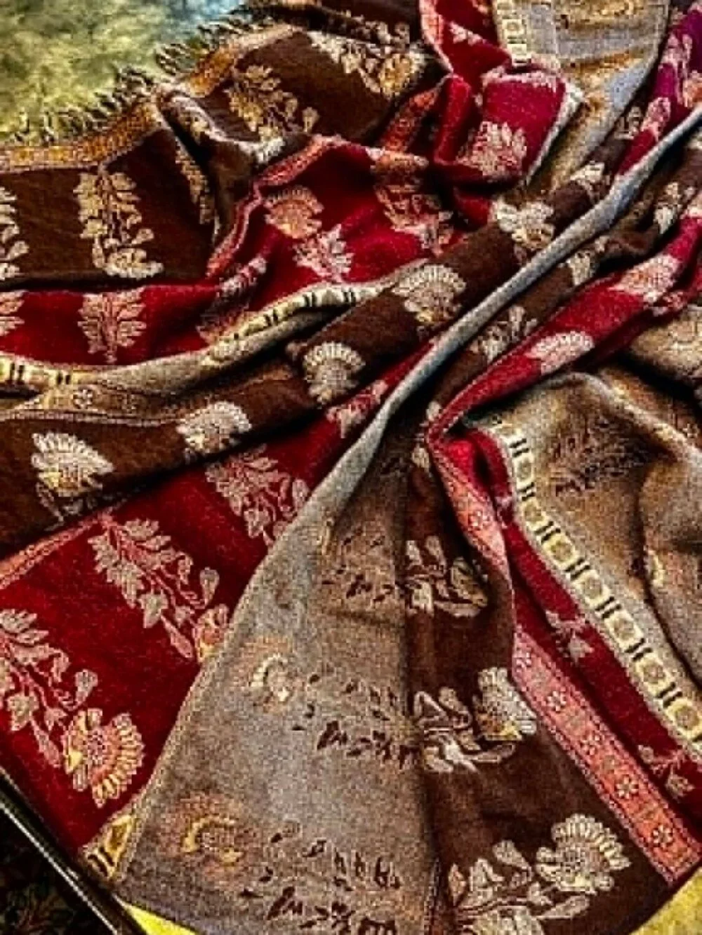 ALEXANDRA'S ACCENTS Vintage Pashmina Floral Tapestry Full Shawl Wrap Throw 78x40